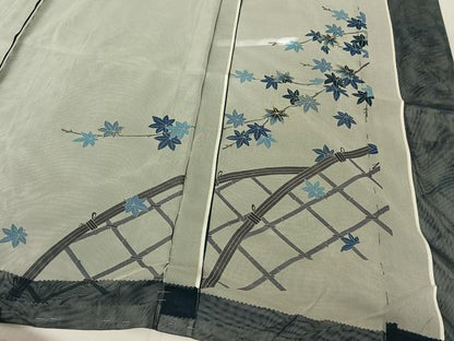 平和屋着物▽訪問着 無双 紗袷 紗×紗 籬枝葉文 金彩 上代38万 仮絵羽 正絹 逸品 AABF1849jh