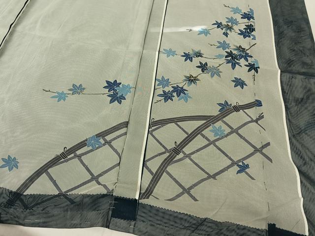 平和屋着物▽訪問着 無双 紗袷 紗×紗 籬枝葉文 金彩 上代38万 仮絵羽 正絹 逸品 AABF1849jh