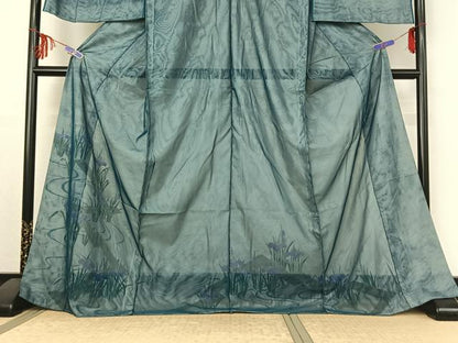 平和屋着物▽訪問着 無双 紗袷 紗×紗 流水杜若文 金彩 上代28万 仮絵羽 正絹 逸品 AABF1850jh