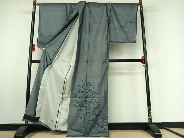 平和屋着物▽訪問着 無双 紗袷 紗×紗 立波文 金彩 上代38万 仮絵羽 正絹 逸品 未使用 AABF1851jh
