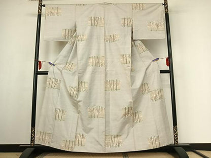 平和屋着物▽本場大島紬 単衣 白大島 樹林文 正絹 逸品 AABF1853jh