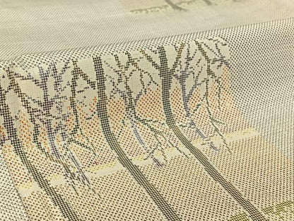 平和屋着物▽本場大島紬 単衣 白大島 樹林文 正絹 逸品 AABF1853jh