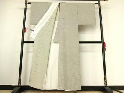 平和屋着物▽上質な小紋 単衣 毘沙門亀甲文 やまと誂製 正絹 逸品 AABF1854jh