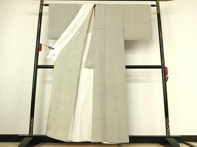 平和屋着物▽上質な小紋 単衣 毘沙門亀甲文 やまと誂製 正絹 逸品 AABF1854jh