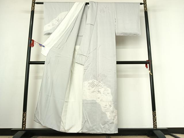 平和屋着物▽訪問着　単衣　総刺繍　吉祥花文　正絹　逸品　AABF1855jh