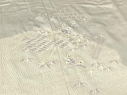 平和屋着物▽訪問着　単衣　総刺繍　吉祥花文　正絹　逸品　AABF1855jh