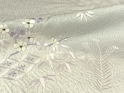 平和屋着物▽訪問着　単衣　総刺繍　吉祥花文　正絹　逸品　AABF1855jh
