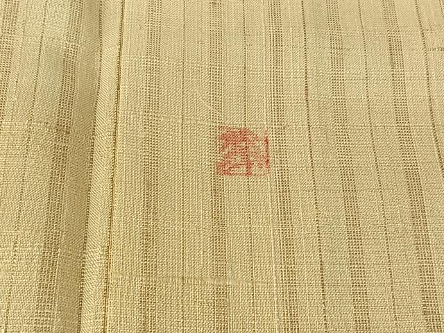 平和屋着物▽訪問着 単衣 作家物 紬地 手描き 草花文 正絹 逸品 AABF1857jh
