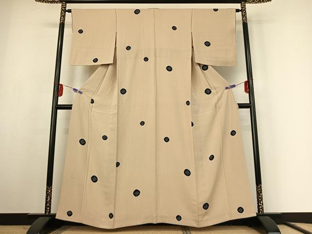 平和屋着物▽上質な小紋 単衣 絞り 丸文 正絹 逸品 AABF1858jh