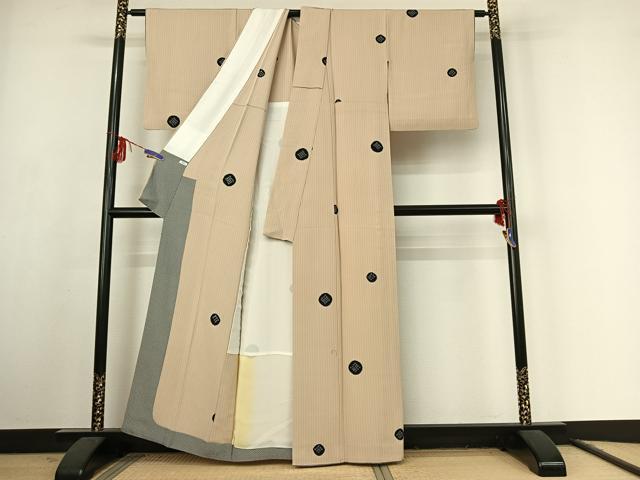 平和屋着物▽上質な小紋 単衣 絞り 丸文 正絹 逸品 AABF1858jh