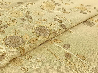 平和屋着物▽訪問着 単衣 総刺繍 草花文 金糸 正絹 逸品 AABF1860jh