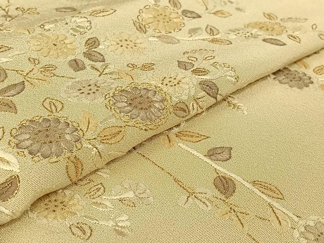 平和屋着物▽訪問着 単衣 総刺繍 草花文 金糸 正絹 逸品 AABF1860jh