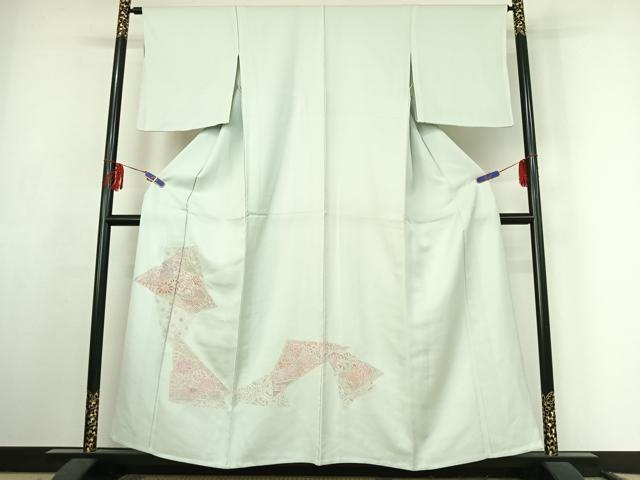 平和屋着物▽訪問着 単衣 中国三大刺繍 汕頭刺繍 スワトウ刺繍 花鳥文 正絹 逸品 AABF1863jh