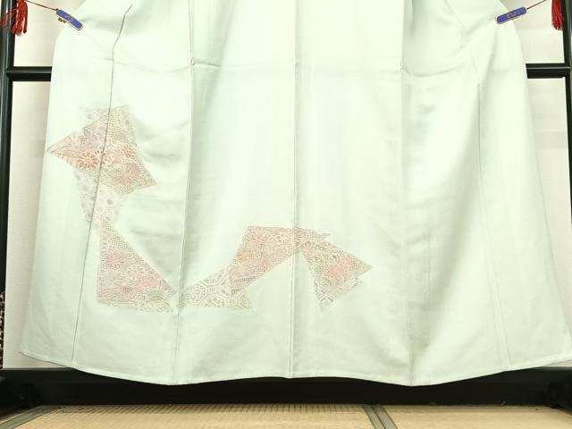 平和屋着物▽訪問着 単衣 中国三大刺繍 汕頭刺繍 スワトウ刺繍 花鳥文 正絹 逸品 AABF1863jh