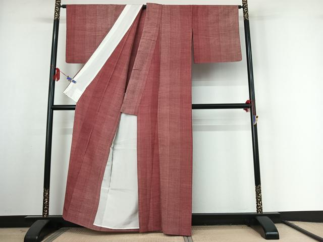 平和屋着物▽上質な紬 単衣 縞 正絹 逸品 AABF1864jh