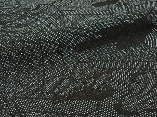 平和屋着物▽本塩沢 単衣 110亀甲 風景文 正絹 逸品 AABF1865jh