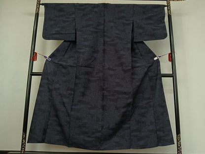 平和屋着物▽上質な紬 単衣 草花文 正絹 逸品 AABF1866jh