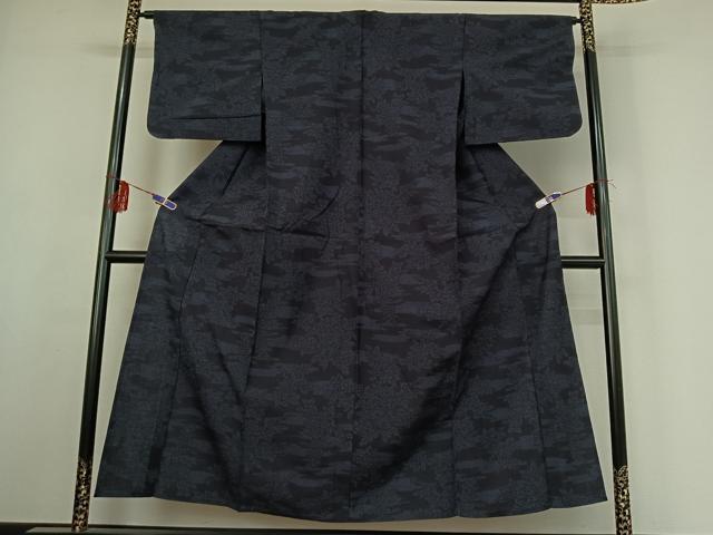 平和屋着物▽上質な紬 単衣 草花文 正絹 逸品 AABF1866jh
