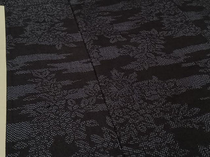 平和屋着物▽上質な紬 単衣 草花文 正絹 逸品 AABF1866jh