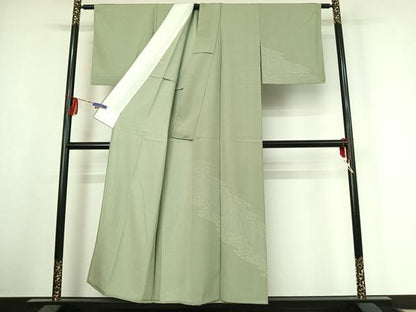 平和屋着物▽江戸小紋　訪問着　単衣　花唐草文　正絹　逸品　AABF1868jh