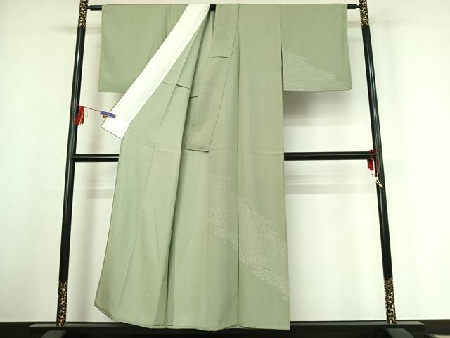平和屋着物▽江戸小紋　訪問着　単衣　花唐草文　正絹　逸品　AABF1868jh