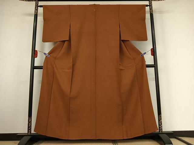 平和屋着物▽上質な紬 単衣 灰茶色 正絹 逸品 AABF1870jh