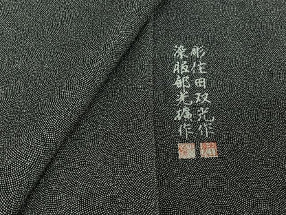 平和屋着物▽江戸小紋 彫士：住田双光・染士：服部光擴 単衣 鮫小紋柄 正絹 逸品 AABF1871jh