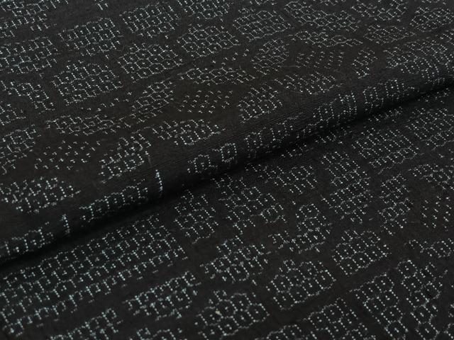 平和屋着物▽結城紬 単衣 80亀甲 横段花文 正絹 逸品 AABF1872jh
