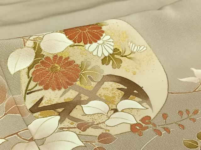 平和屋着物▽訪問着 単衣 刺繍 流水花丸文 金糸 金彩 正絹 逸品 AABF1873jh