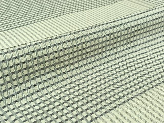 平和屋着物▽お召 単衣 吉野間道 ロング丈 正絹 逸品 AABF1875jh