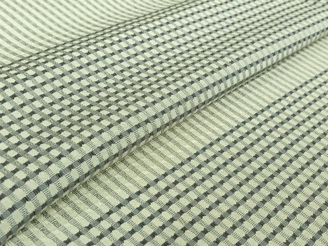 平和屋着物▽お召 単衣 吉野間道 ロング丈 正絹 逸品 AABF1875jh