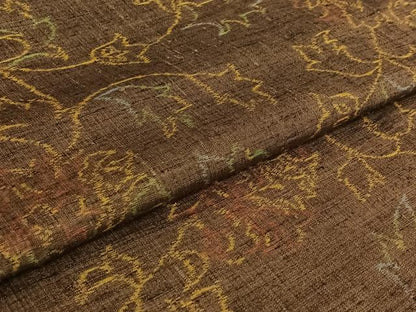 平和屋着物▽上質な紬 単衣 花唐草文 正絹 逸品 AABF1876jh