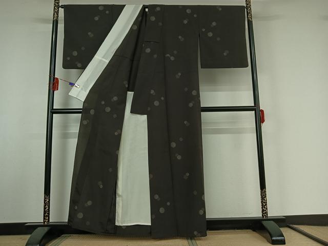平和屋着物▽本塩沢 単衣 丸文 正絹 逸品 AABF1877jh