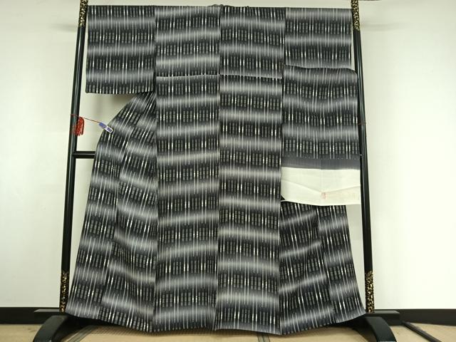 平和屋着物▽上質な小紋 単衣 幾何学文様 暈し染め 反端付き 丹後ちりめん 正絹 逸品 AABF1878jh