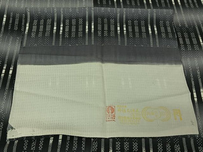 平和屋着物▽上質な小紋 単衣 幾何学文様 暈し染め 反端付き 丹後ちりめん 正絹 逸品 AABF1878jh
