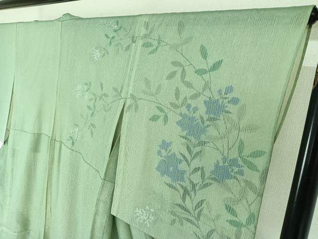 平和屋着物▽訪問着 無双 紗袷 紗×絽 草花文 銀彩 正絹 逸品 AABF1880jh