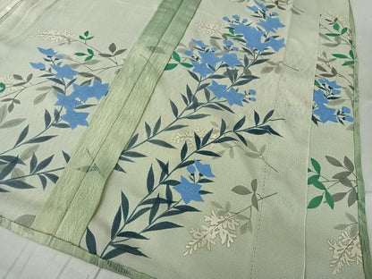 平和屋着物▽訪問着 無双 紗袷 紗×絽 草花文 銀彩 正絹 逸品 AABF1880jh