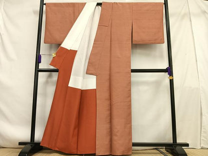 平和屋着物■上質な紬　色無地　ときがら茶色　正絹　逸品　AABF1898oa