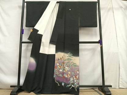 平和屋着物■豪華黒留袖 作家物 寿光織 人物松文 暈し染め 金糸 金彩 正絹 逸品 AABF1903oa