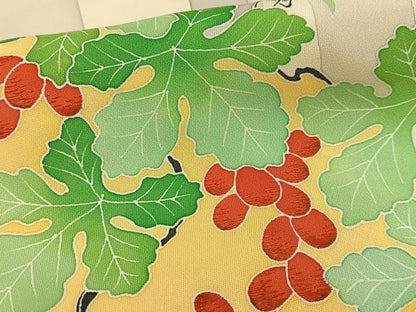 平和屋着物■訪問着 刺繍 葡萄蔦の葉笹竹文 正絹 逸品 AABF1920oa