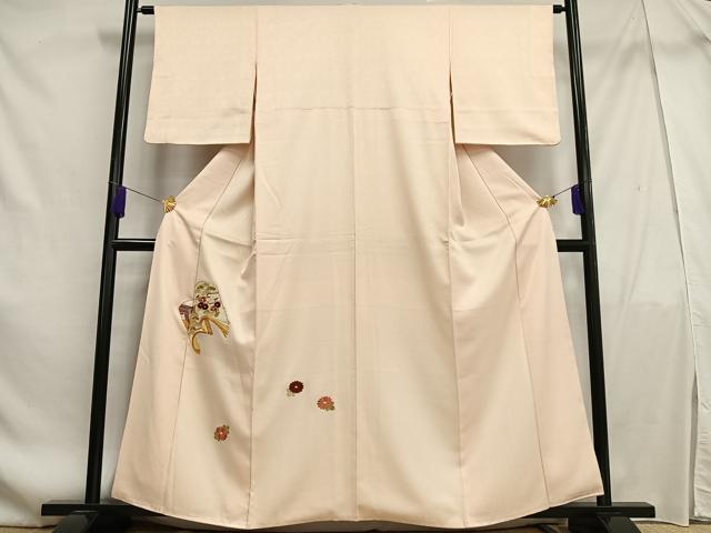 平和屋着物■訪問着 総刺繍 駒刺繍 花冊子文 金糸 正絹 逸品 AABF1930oa