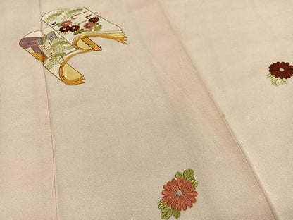 平和屋着物■訪問着 総刺繍 駒刺繍 花冊子文 金糸 正絹 逸品 AABF1930oa
