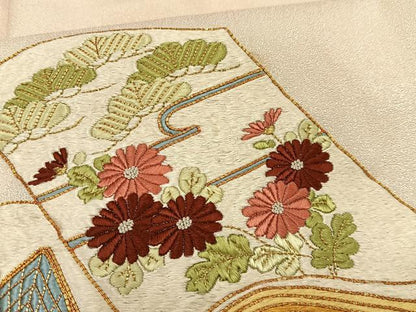 平和屋着物■訪問着 総刺繍 駒刺繍 花冊子文 金糸 正絹 逸品 AABF1930oa