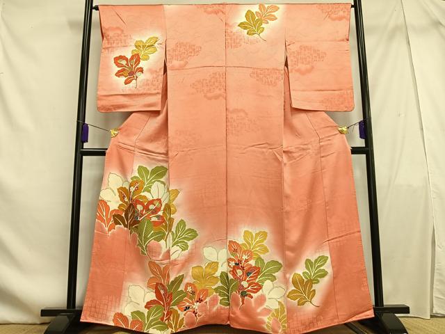 平和屋着物■訪問着 駒刺繍 草花文 暈し染め 金彩 正絹 逸品 AABF1932oa