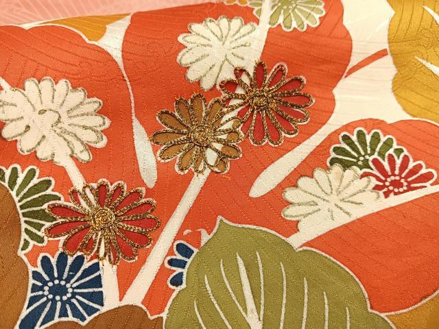 平和屋着物■訪問着 駒刺繍 草花文 暈し染め 金彩 正絹 逸品 AABF1932oa