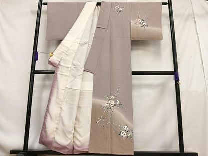平和屋着物■訪問着 枝花文 たたき染め 正絹 逸品 AABF1937oa