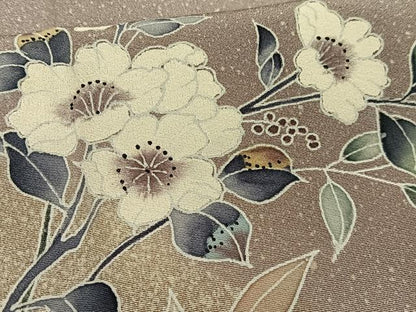 平和屋着物■訪問着 枝花文 たたき染め 正絹 逸品 AABF1937oa