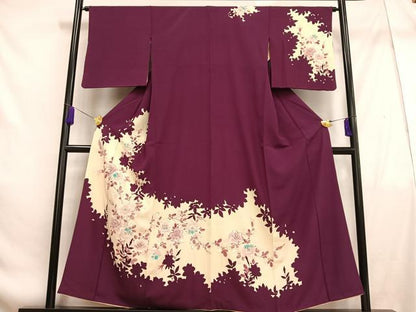 平和屋着物■訪問着 枝花シルエット 金彩 正絹 逸品 AABF1939oa
