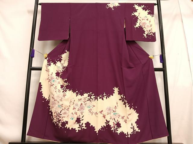 平和屋着物■訪問着 枝花シルエット 金彩 正絹 逸品 AABF1939oa