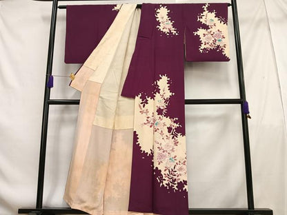 平和屋着物■訪問着 枝花シルエット 金彩 正絹 逸品 AABF1939oa